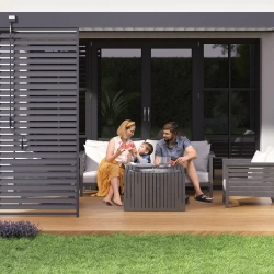 Pergola bioclimatique - Ombréa - adossée - 3x4M - Anthracite blanc - Version 2 - 300x400x258 cm