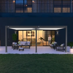Pergola bioclimatique - Ombréa - adossée - 4x6M - Anthracite blanc - Version 2 - 400x600x258 cm