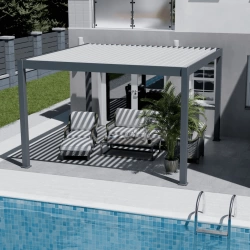 Pergola bioclimatique - Ombréa - autoportante - 4x4M - Anthracite blanc - ELMO - 400x400x258 cm