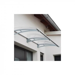 Marquise contemporaine aluminium et polycarbonate - FLORA - 205X92X16 - gris