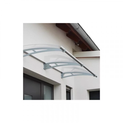 Marquise contemporaine aluminium et polycarbonate - FLORA - 205X92X16 - gris