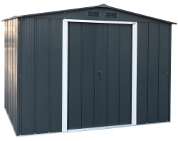 Abri de jardin métal - 4,75m² - kit ancrage - Anthracite