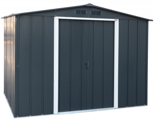 Abri de jardin métal - 4,75m² - kit ancrage - Anthracite