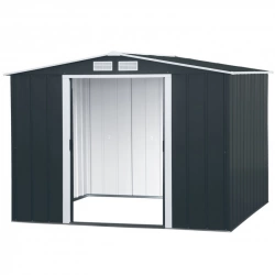 Abri de jardin métal - 6,34m² - kit ancrage - Anthracite