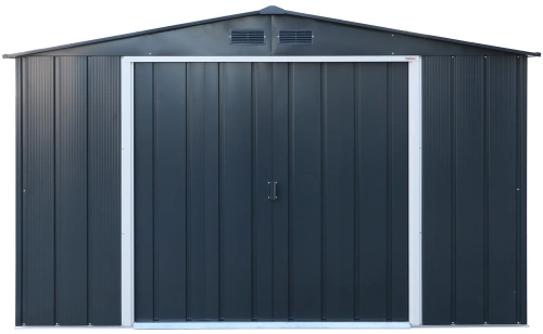 Abri de jardin métal - 7,79m² - kit ancrage - Anthracite