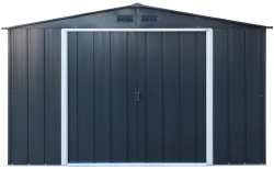 Abri de jardin métal - 9,72m² - kit ancrage - Anthracite