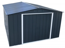 Abri de jardin métal - 11,69m² - kit ancrage - Anthracite