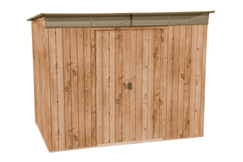 Abri de jardin métal SKYLIGHT - 4,84m² - kit ancrage - Imitation bois