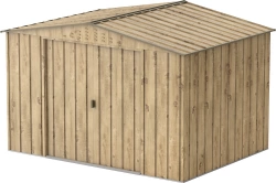 Abri de jardin métal WOODGRAIN - 7,75m² - kit ancrage - Imitation bois