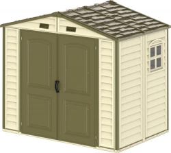 Abri PVC Woodstyle PREMIUM - 4,13m² - Kit fondation + 1 fenêtre - Beige