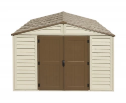 Abri PVC Woodstyle PREMIUM - 13,12m² - Kit fondation + 1 fenêtre - Beige