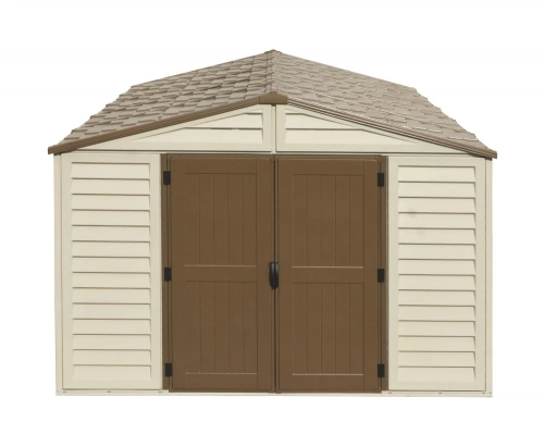 Abri PVC Woodstyle PREMIUM - 13,12m² - Kit fondation + 1 fenêtre - Beige