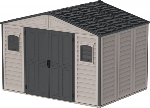 Abri PVC DARK GREY Apex - 7,68m² - kit fondation + 3 fenêtres - Gris