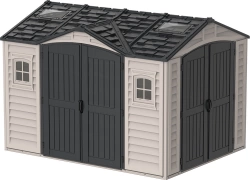 Abri PVC DARK GREY Apex 8,05m² - kit fondation, 2 fenêtres, 2 puits de lumière - Gris
