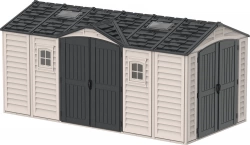 Abri PVC DARK GREY Apex 11,95m² - kit fondation, 2 fenêtres, 2 puits de lumière - Gris