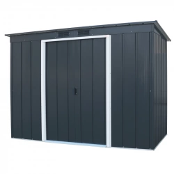 Abri de jardin métal - anthracite - 3,25m² - kit ancrage pour dalle béton inclus
