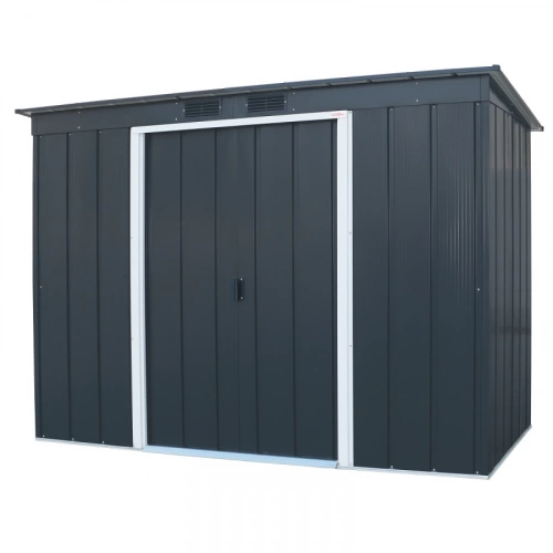 Abri de jardin métal - anthracite - 3,25m² - kit ancrage pour dalle béton inclus