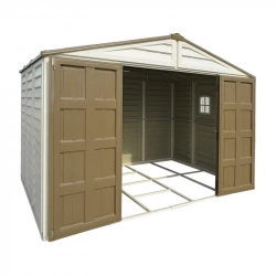 Abri de jardin en PVC - woodbridge - 10x8 - 8m² - kit 1 fenêtre et kit fondation inclus