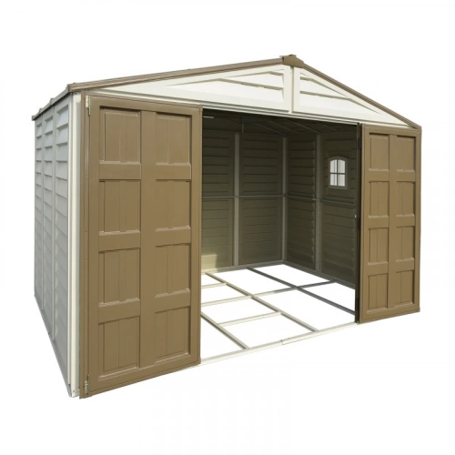 Abri de jardin en PVC - woodbridge - 10x8 - 8m² - kit 1 fenêtre et kit fondation inclus