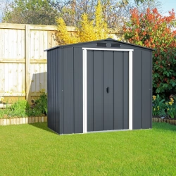 Abri de jardin métal - anthracite - 2,46m² - kit ancrage pour dalle béton inclus