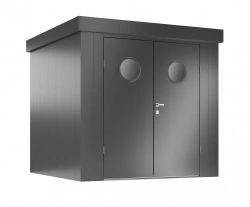 Abri de jardin avec hublots - taille L - Anthracite - 226x226x213 - acier