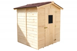 Abri Eden Double Pente – Épicéa Massif 16 mm – Plaques Ondulées Bitumées – Avec Plancher