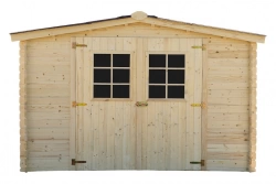 Abri Alpina Double Pente – Épicéa Massif 20 mm – Plaques Ondulées Bitumées Rouges – Sans Plancher
