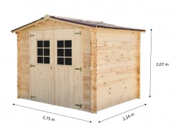 Abri Vaduz Double Pente – Épicéa Massif 28 mm – Plaques Ondulées Bitumées Rouges – Sans Plancher