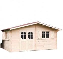 Abri Nancy Double Pente 22,87 m² – Épicéa Massif 42 mm – Plaques Ondulées Bitumées – Sans Plancher