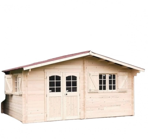 Abri Nancy Double Pente 22,87 m² – Épicéa Massif 42 mm – Plaques Ondulées Bitumées – Sans Plancher
