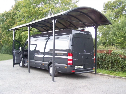Carport aluminium pour camionnette, camping-car, caravane et bateau - 27,51 m² - Gris anthracite - Toit polycarbonate translucide foncé