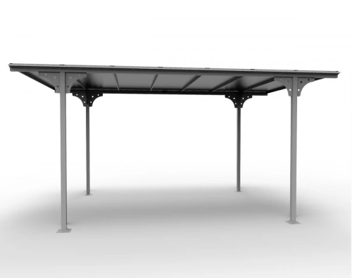 Carport aluminium toit plat coloris gris anthracite - 14,70 m² - Plaques polycarbonate 6 mm