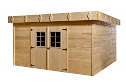 Abri Kemper Mono Pente 16,77 m² – Épicéa Massif 28 mm – Bac Acier – Sans Plancher