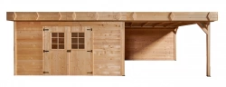 Abri Kemper avec Terrasse 29,04 m² – Épicéa Massif 28 mm – Bac Acier – Sans Plancher