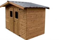 Abri de jardin bois thermochauffé - 7,04 m² - panneaux 19 mm - toiture bac acier - double porte - sans plancher