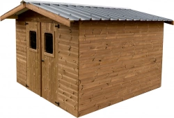 Abri Therma Double Pente 10,60 m² – Bois Thermochauffé – Bac Acier – Sans Plancher