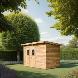 Abri Theora Mono Pente 7,33 m² – Bois Thermochauffé – Bac Acier – Sans Plancher