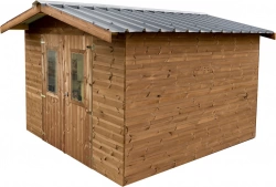 Abri Thermabri Double Pente 12,31 m² – Bois Thermochauffé – Bac Acier – Sans Plancher