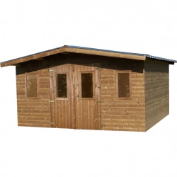 Abri Thermabri Double Pente 15,14 m² – Bois Thermochauffé – Bac Acier – Sans Plancher