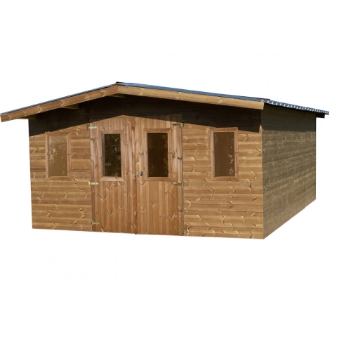 Abri Thermabri Double Pente 19,69 m² – Bois Thermochauffé – Bac Acier – Sans Plancher