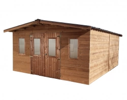 Abri Thermabri Double Pente 24,30 m² – Bois Thermochauffé – Bac Acier – Sans Plancher