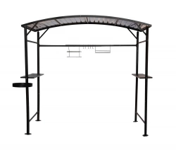 Carport barbecue finition époxy gris anthracite - Toit en acier - Pieds réglables - Accessoires barbecue inclus