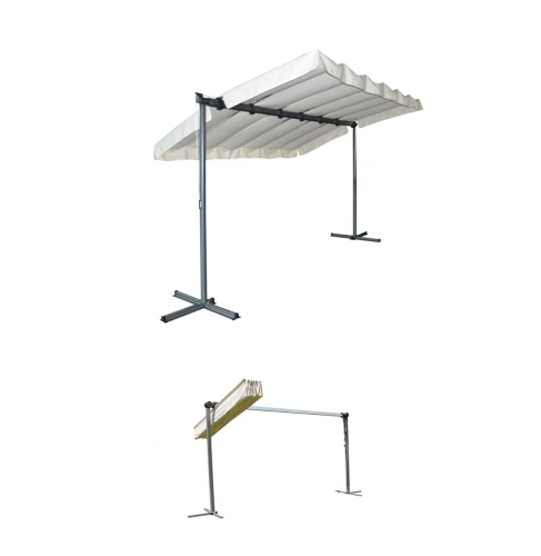 Pergola Marquise - 3,60 x 2,50 m - Finition époxy gris anthracite avec toile pivotante et extensible