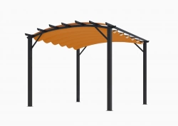 Pergola arche structure mixte aluminium/acier - coloris gris anthracite - toile couleur rouille - 140 gr/m²