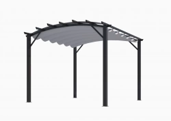 Pergola arche structure mixte aluminium/acier coloris gris anthracite - toile couleur gris 280 gr/m²
