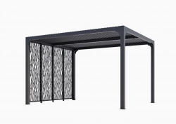 Pergola Bioclimatique Aluminium Gris Anthracite avec 4 Panneaux Moucharabieh – 10,80 m² – Lames Orientables Manuelles