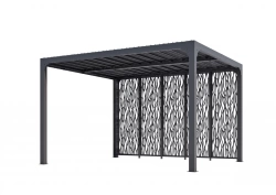 Pergola Bioclimatique Aluminium Gris Anthracite avec 5 Panneaux Moucharabieh – 10,80 m² – Lames Orientables Manuelles