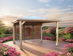 Pool house BLUETERM avec une paroi ventelles
