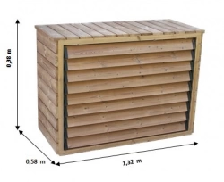 Cache Climatisateur Extérieur - Bois Thermochauffé avec Ventelles Mobiles