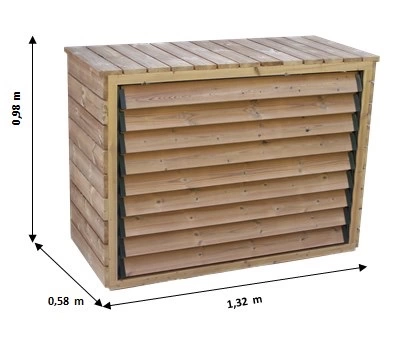 Cache Climatisateur Extérieur - Bois Thermochauffé avec Ventelles Mobiles